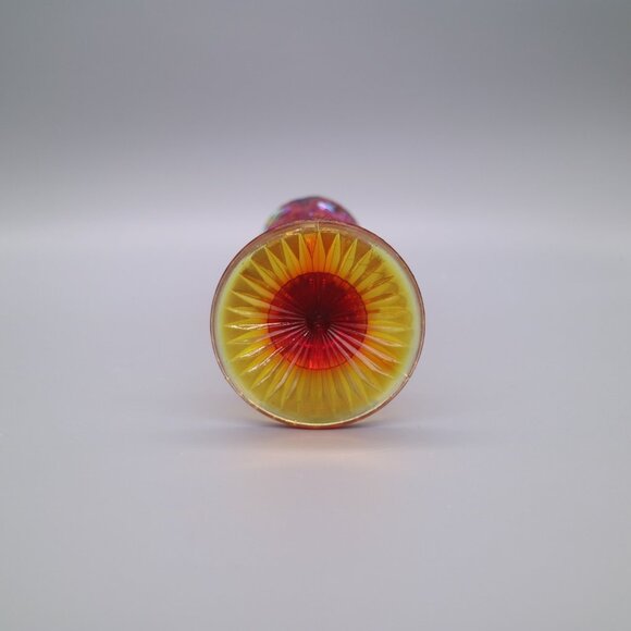 Vintage Fenton Ruby Red Amberina Carnival Glass Vase 8654 Pattern | Cadmium Glow - Picture 5 of 9